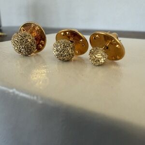 Vintage Golden Tone Miniature Nugget Logo Pins Set Of 3 Ballou Reg'd